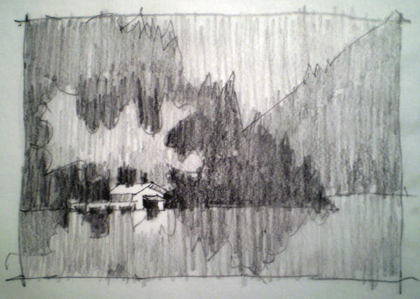  Тоновый эскиз картины «Озеро Хикори». Автор: Дэвид М. Кесслер