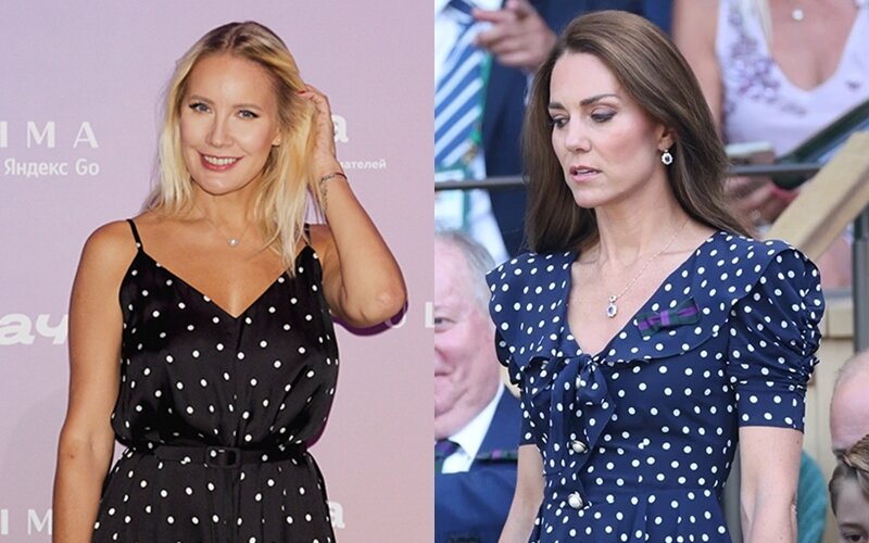 Елена Летучая и Кейт Миддлтон в платьях в горошек