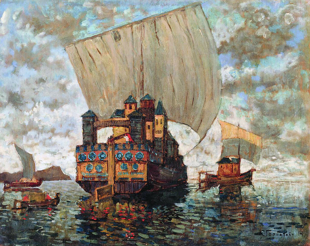 «Беляны», 1914 год. Фанера, темпера. 52 x 64 см.
Чувашский государственный художественный музей, Чебоксары