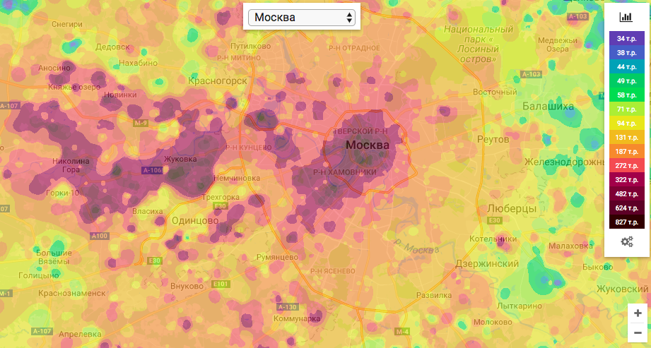 Тепловая карта москвы недвижимость