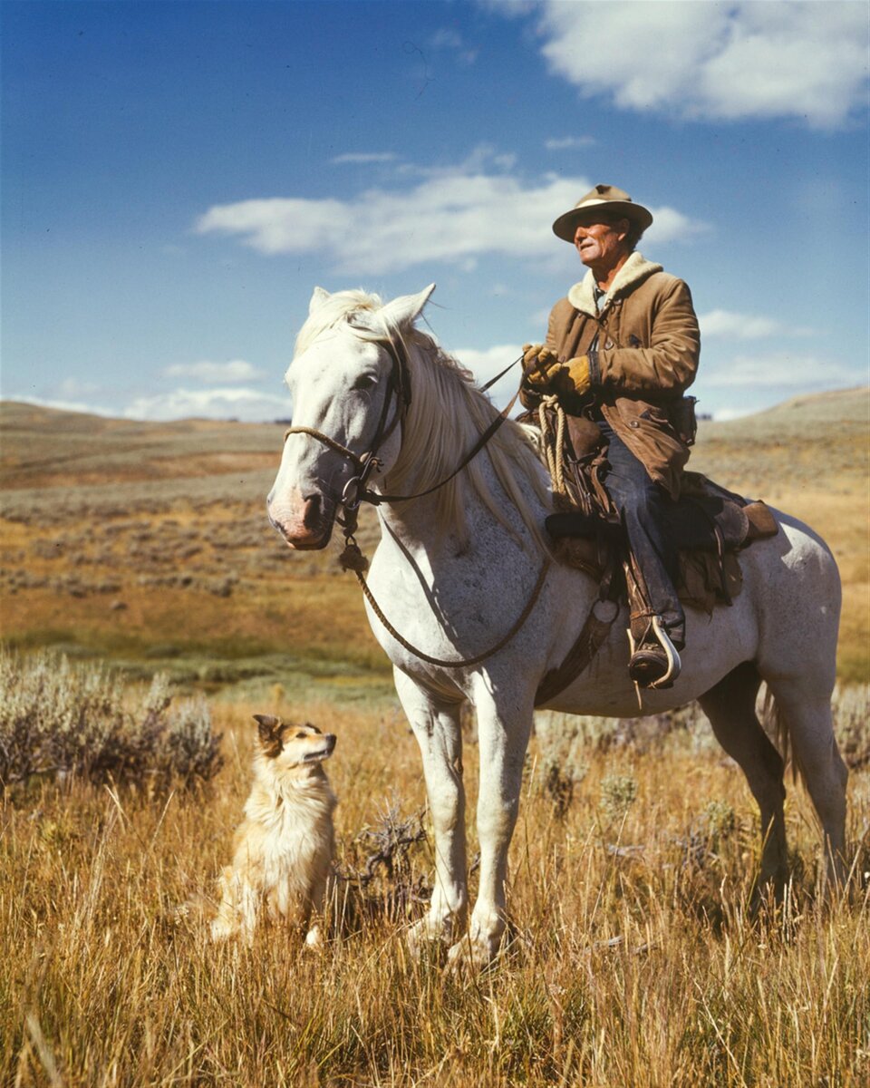 https://www.pexels.com/photo/man-on-white-horse-next-to-dog-on-grassy-field-162520/