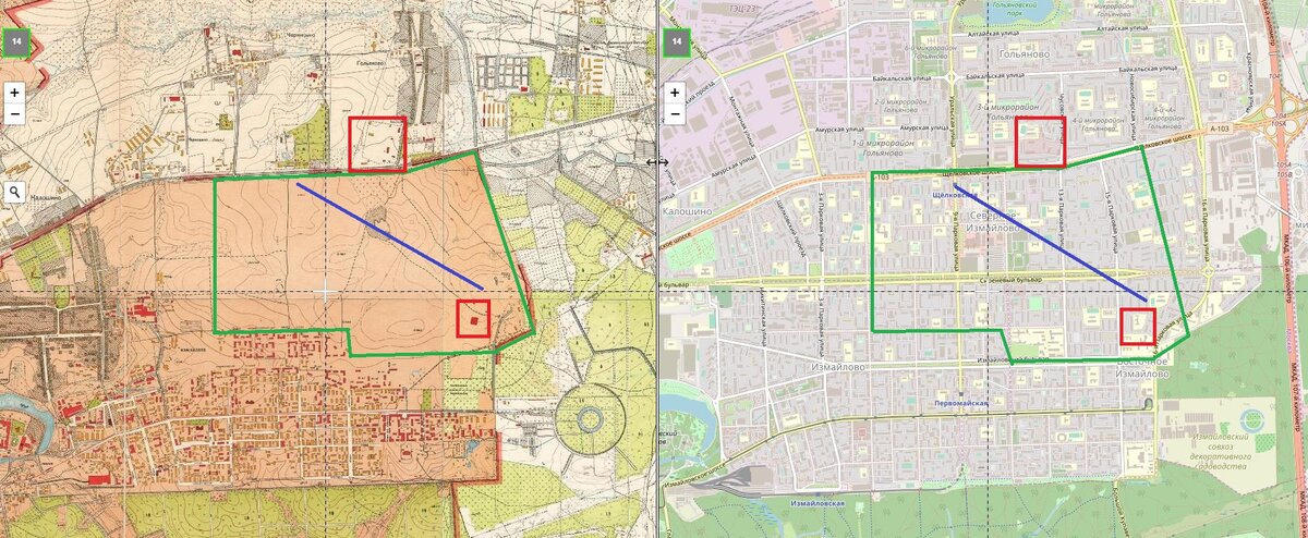 Примерная схема расположения аэродрома «Измайлово».