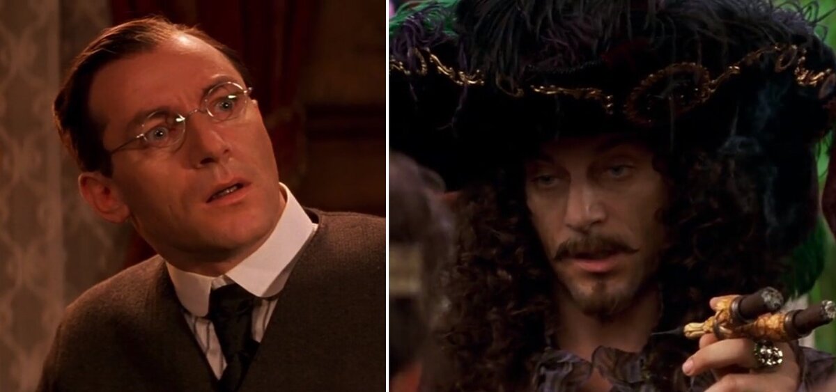 Фильм "Питер Пен" (2003). Джейсон Айзек исполнил роль отца семейства мистера Дарлинга и капитана Крюка. 