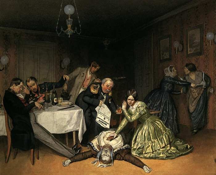 Павел Федотов. "Во всем холера виновата", 1848