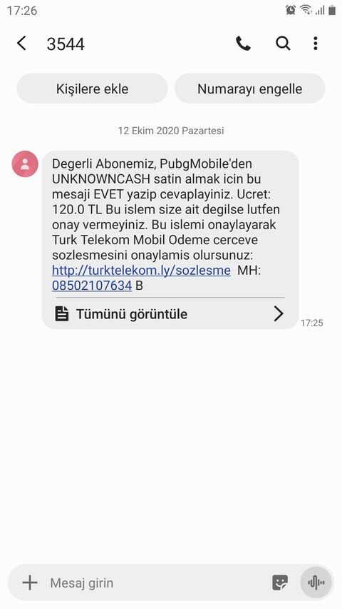 Сообщение, которое пришло на мой телефон