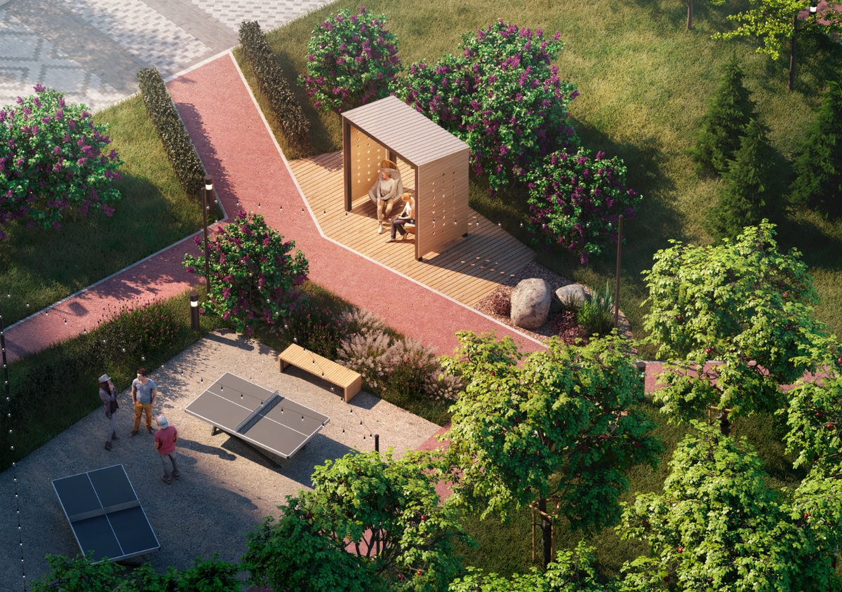 Аллеи из сирени, беседки, гамаки и мини-огород для жильцов —  такими будут дворы в ЖК «Урбанист»