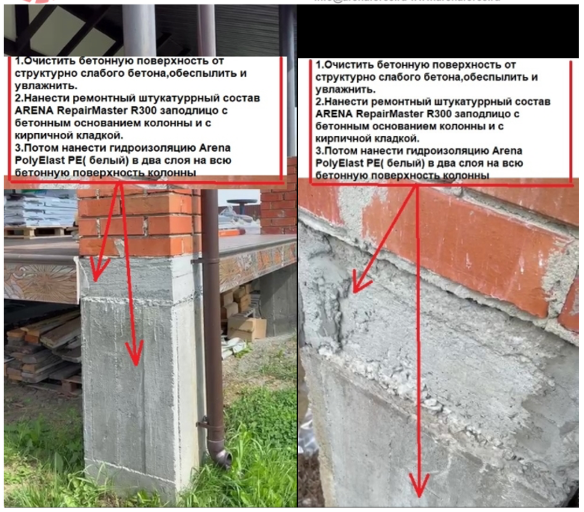Как отремонтировать опорную колонну в частном доме? | Ремонт и  гидроизоляция на простом языке. Arena Force. | Дзен