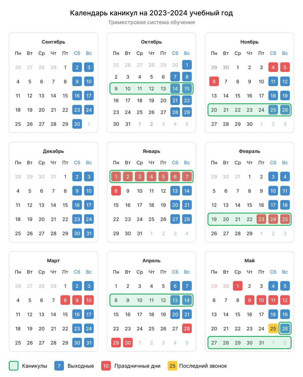 Календарь выходных и каникул. График школьных каникул 2023-2024. Каникулы в школе на 2023-2024 учебный год. Школьный календарь на 2023 2024 учебный год. Учебный календарь 2023-2024 год с каникулами.