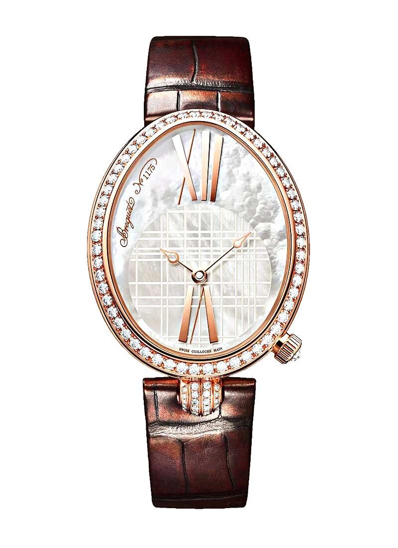 Часы Breguet Reine de Naples Rose Gold в 43x34,95 мм корпусе из розового золота с бриллиантами на безеле 