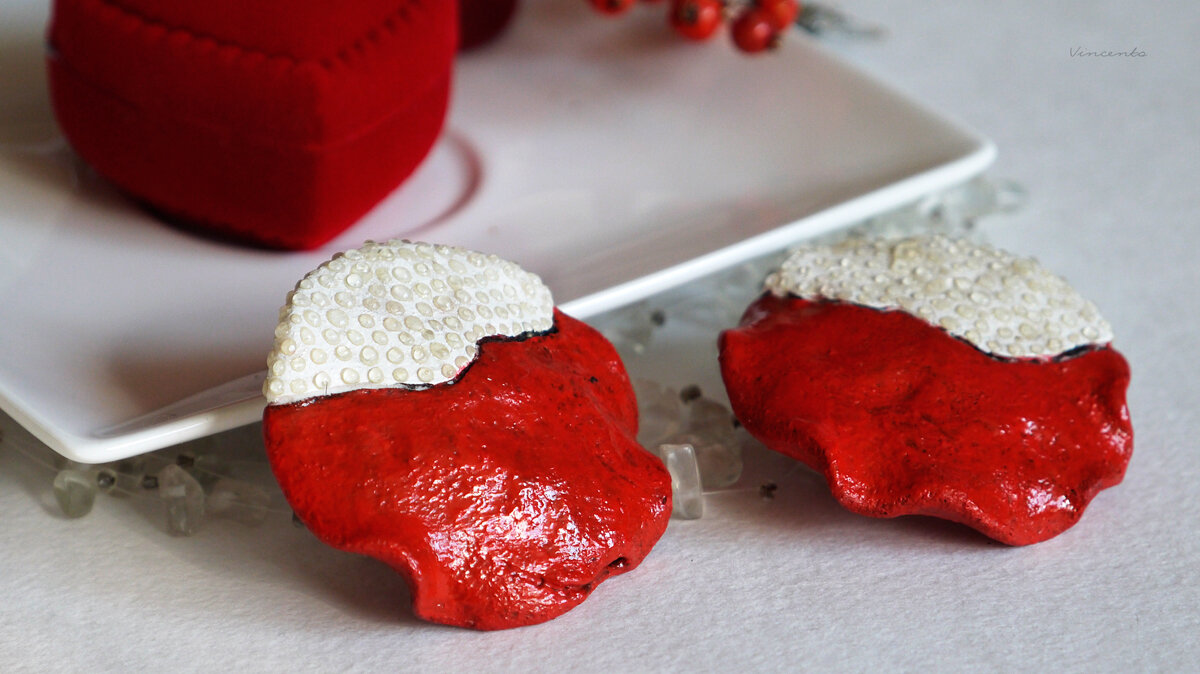 Серьги "Яблочко Белоснежки", legendavincento, ручная работа.