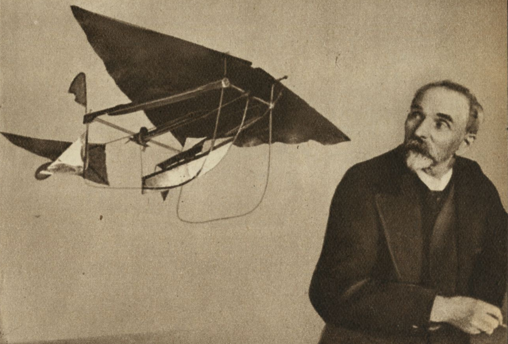 Вильгельм Кресс и его резиномоторная модель с дельта-крылом. Фото: журнал Radio Wien за 24 июля 1936 года