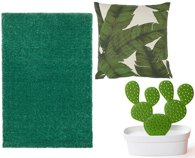 Ковер «Лангстед», IKEA, 2999 руб.; чехол на подушку, H&M, 699 руб.; органайзер для мелочей, Caccessories, PichShop, 1450 руб.