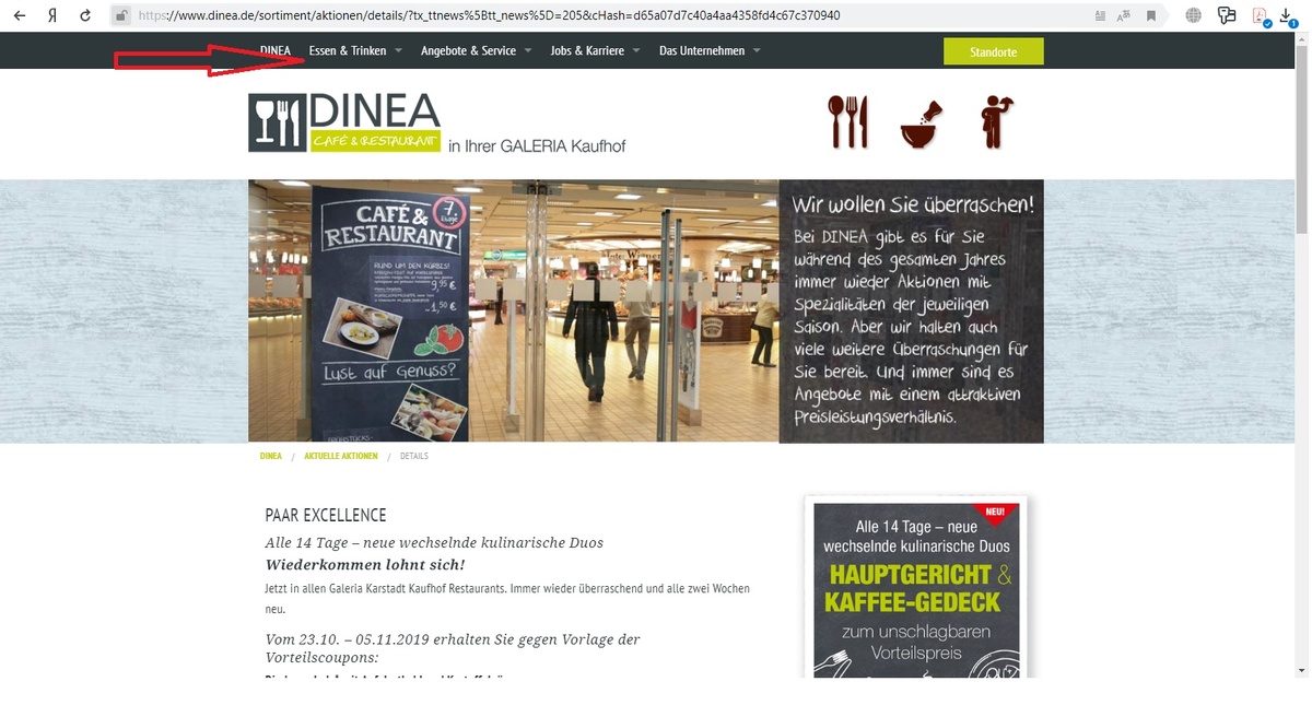 Скриншот сайта dinea.de