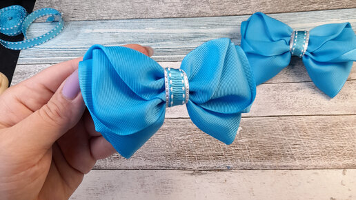 Школьные бантики из лент Резинки МК канзаши DIY Kanzashi Ribbon hair bows Laços de fita