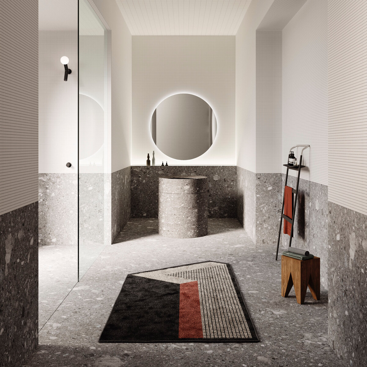 Каменная раковина Anima Liquida в интерьере. Фото: пресс-служба antoniolupi, La-KiNi.