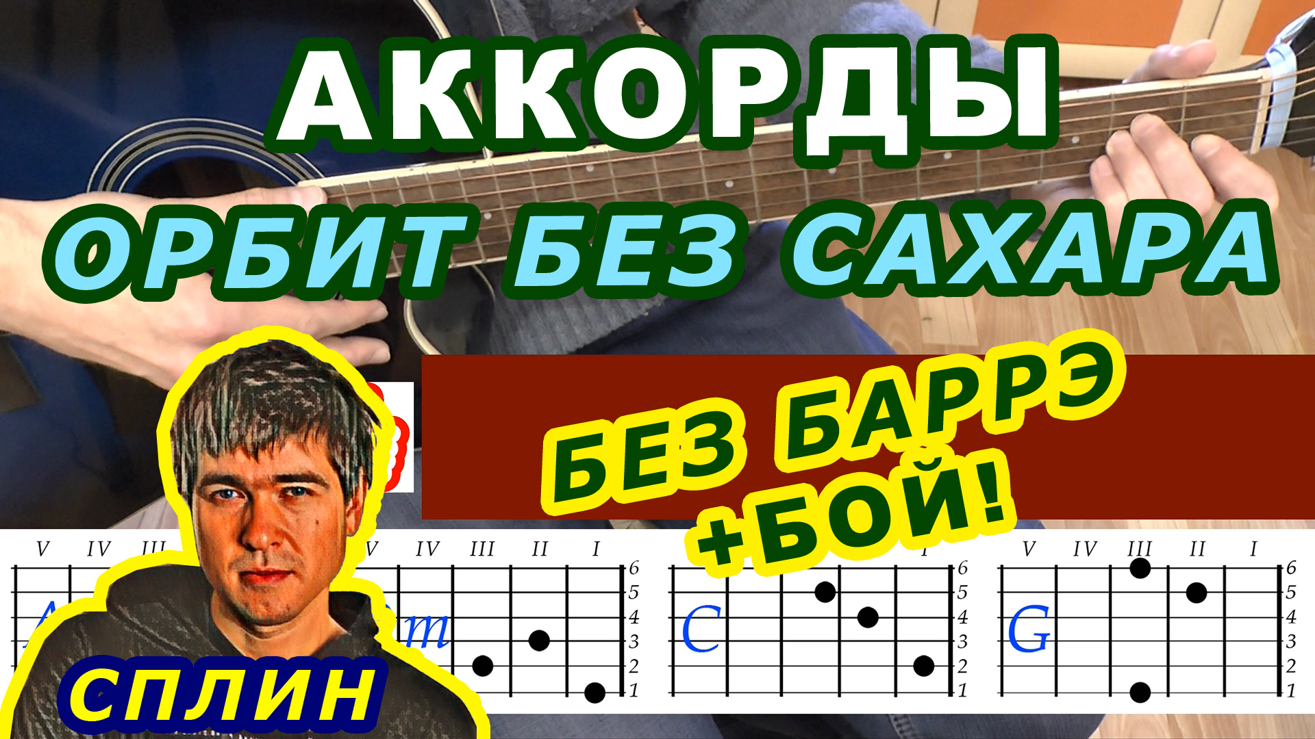 ОРБИТ БЕЗ САХАРА Аккорды 🎸 СПЛИН ♪ Разбор песни на гитаре ♫ Гитарный Бой  для начинающих