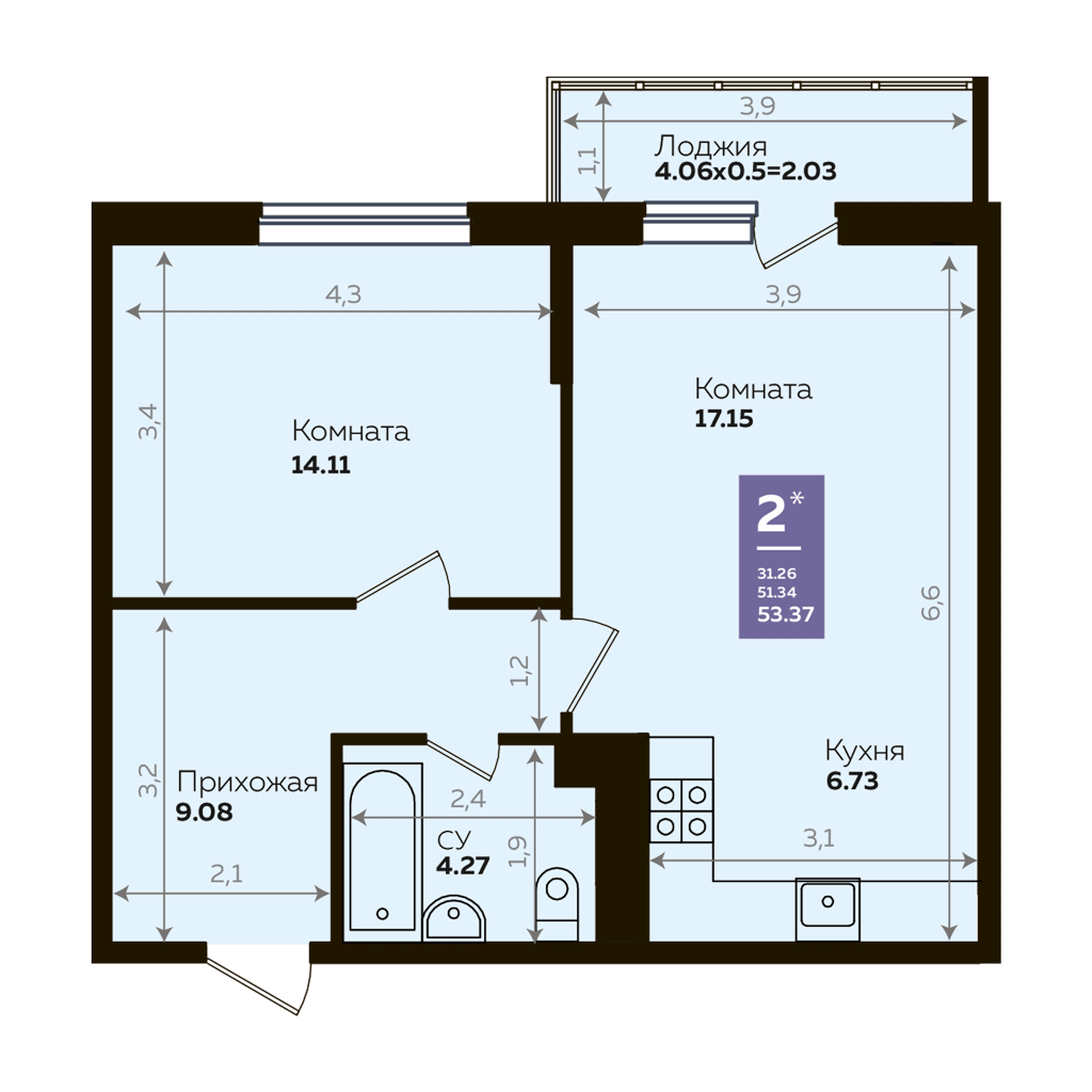 ЖК “Левада” Литер 8 евро 2-комнатная 