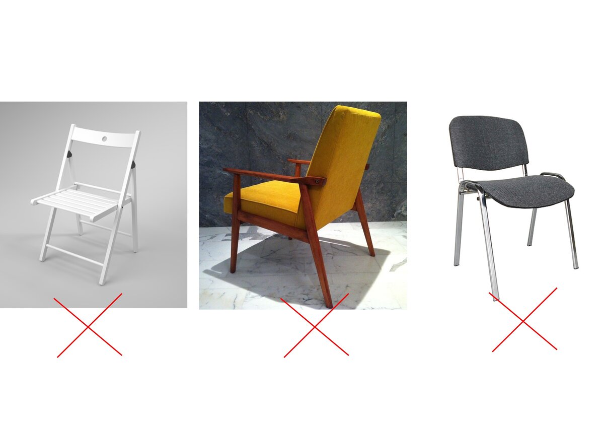 Образцы самых неподходящих для работы за компьютером стульев.