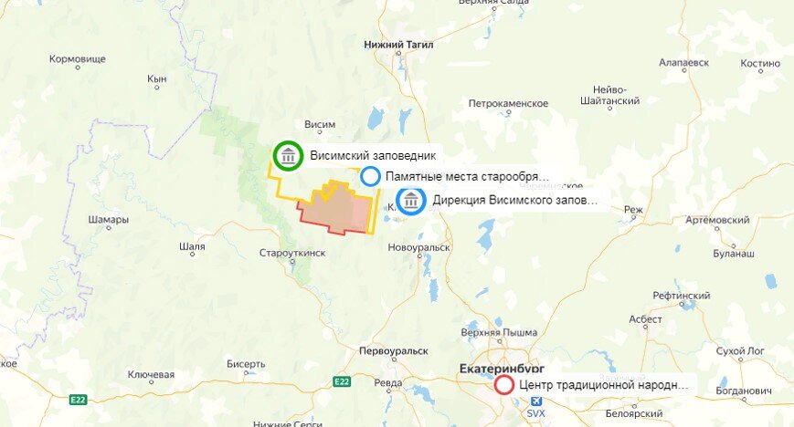 Карта местности относительно ЦТНКСУ