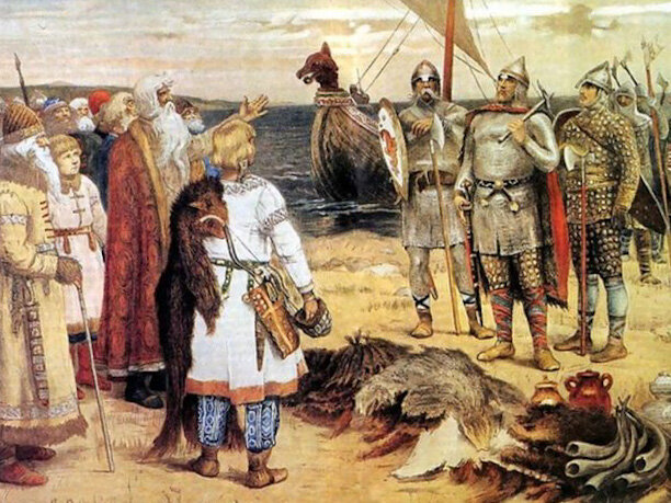 Иллюстрация встречи варягов со славянами на Руси. В эпоху викингов славяне также населяли Скандинавию