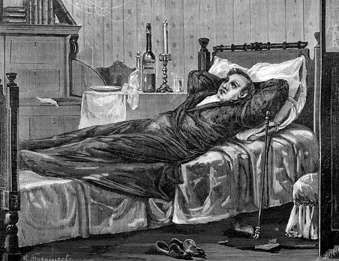 Обломов. Иллюстрация Константина Тихомирова из журнала «Живописное обозрение стран света». 1883 год. 
© goncharov.spb.ru