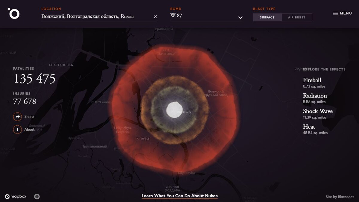 Симуляция ядерного удара по городу