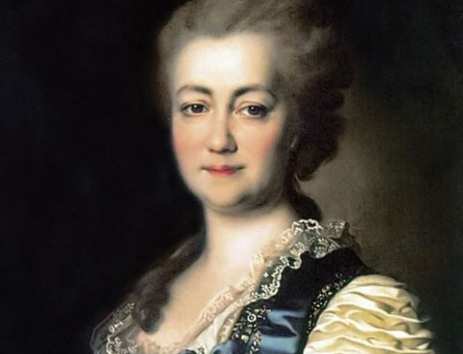 
 Д. Левицкий. Портрет Екатерины Дашковой, ок. 1784. Фрагмент
