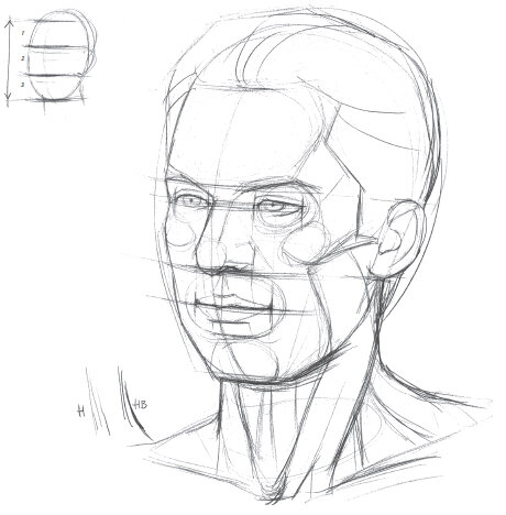 Как нарисовать лицо мужчины | Уроки рисования №1 | Дзен