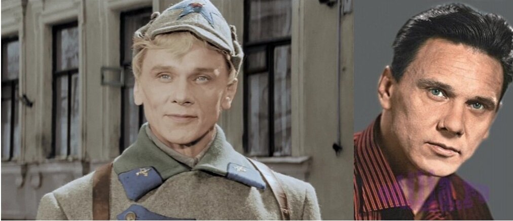 Георгий Юматов в фильме "Офицеры" (слева) и в жизни (справа)