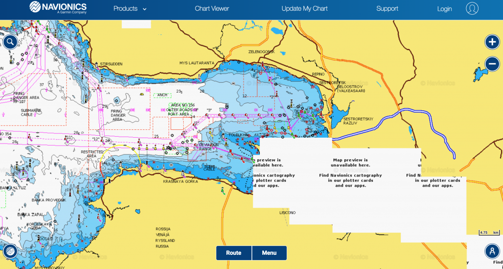 Карта глубин navionics