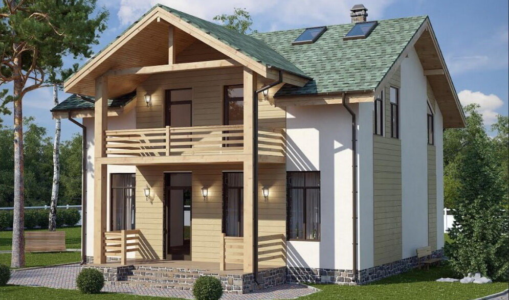 Дом полуторный деревянный из бруса