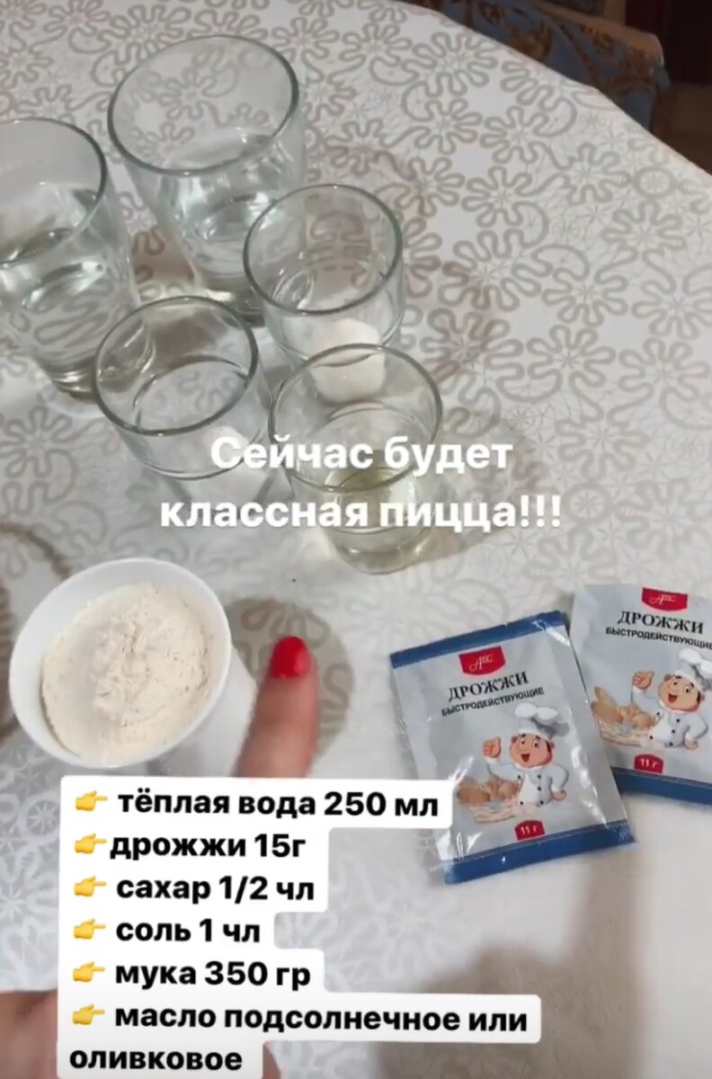 Необходимые ингредиенты на тесто.