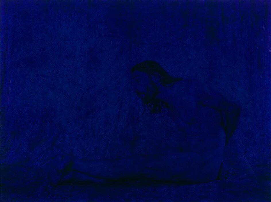 Ян Фабр. «Появление и исчезновение Христа I» (2016, синяя шариковая ручка Bic, пленка)