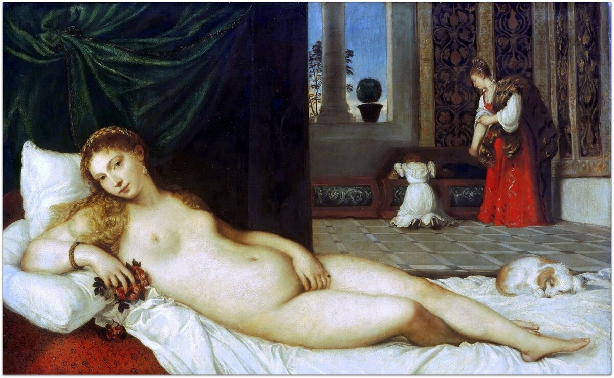 Тициан "Венера Урбинская".Репродукции картин, взяты с сайта:https://gallerix.ru/