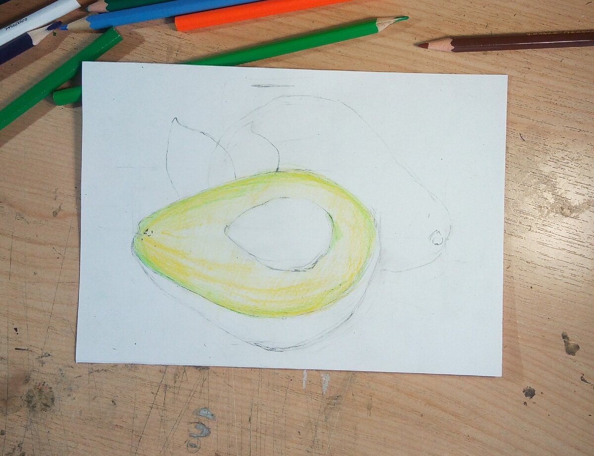 Поэтапное рисование авокадо