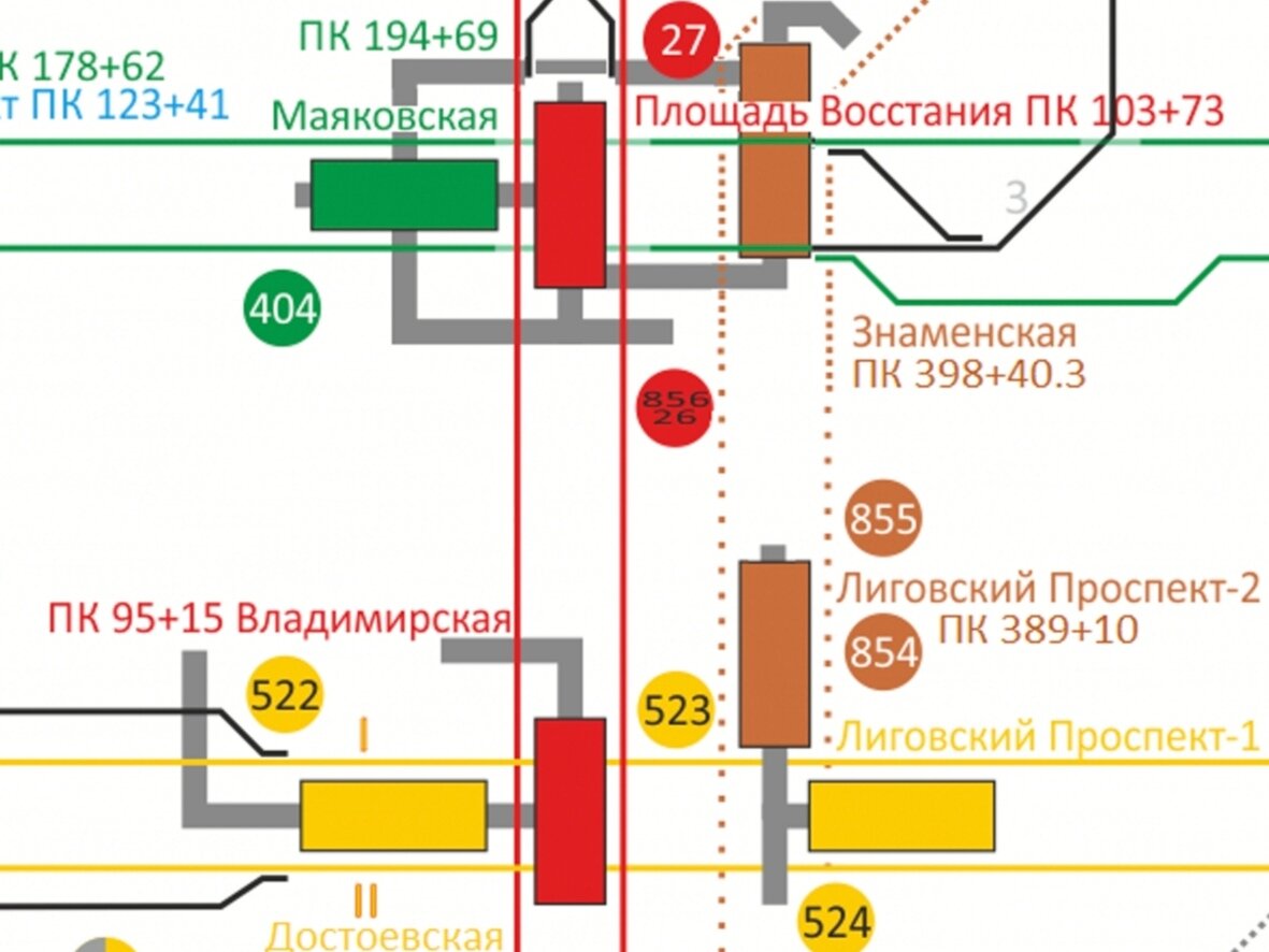 Схема перегонов Московского метрополитена 2023.