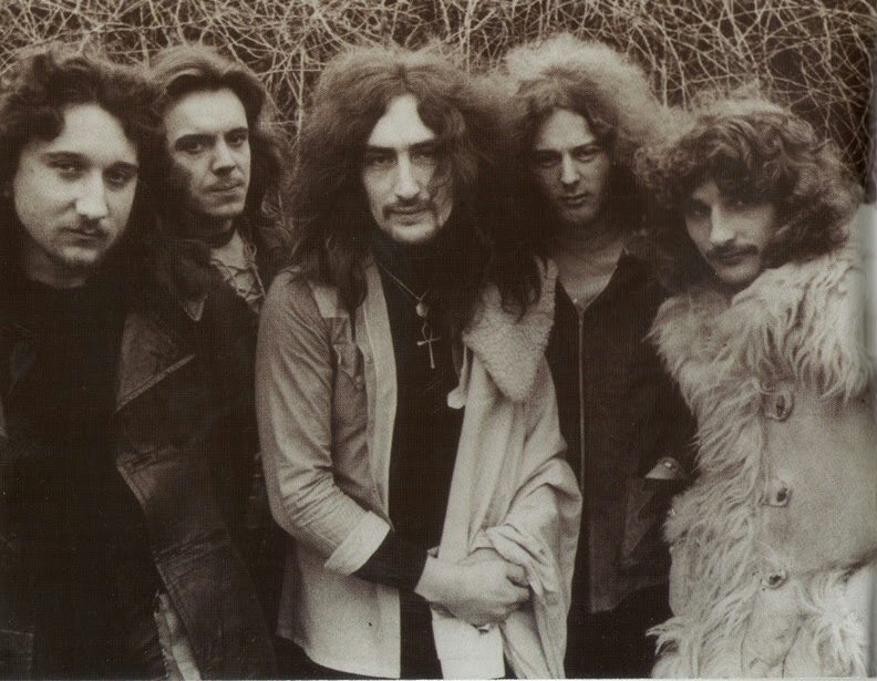 Uriah Heep 1971, Мик Бокс, Йэн Кларк, Кен Хэнсли, Пол Ньютон, Дэвид Байрон (слева направо)