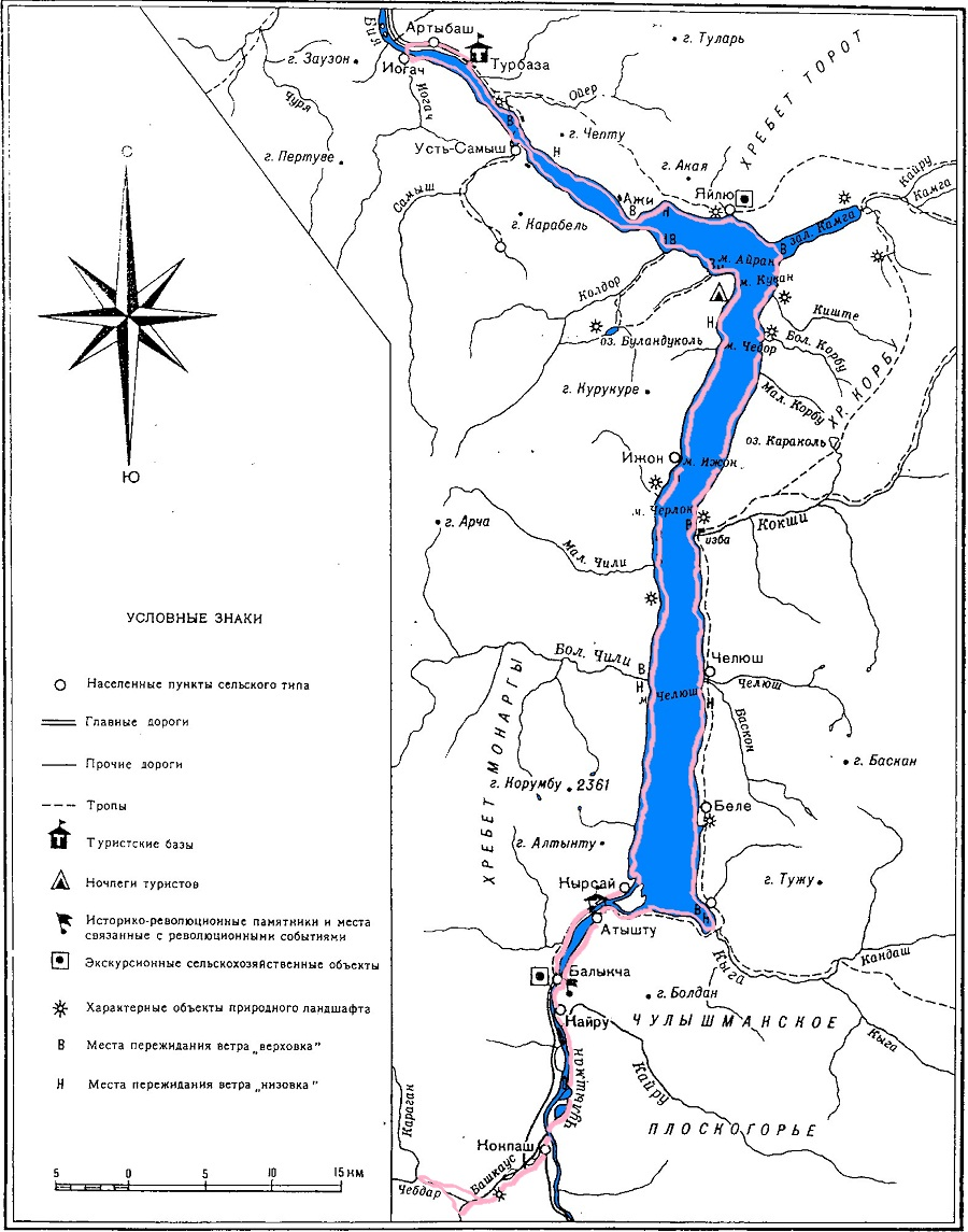 Карта достопримечательностей телецкого озера