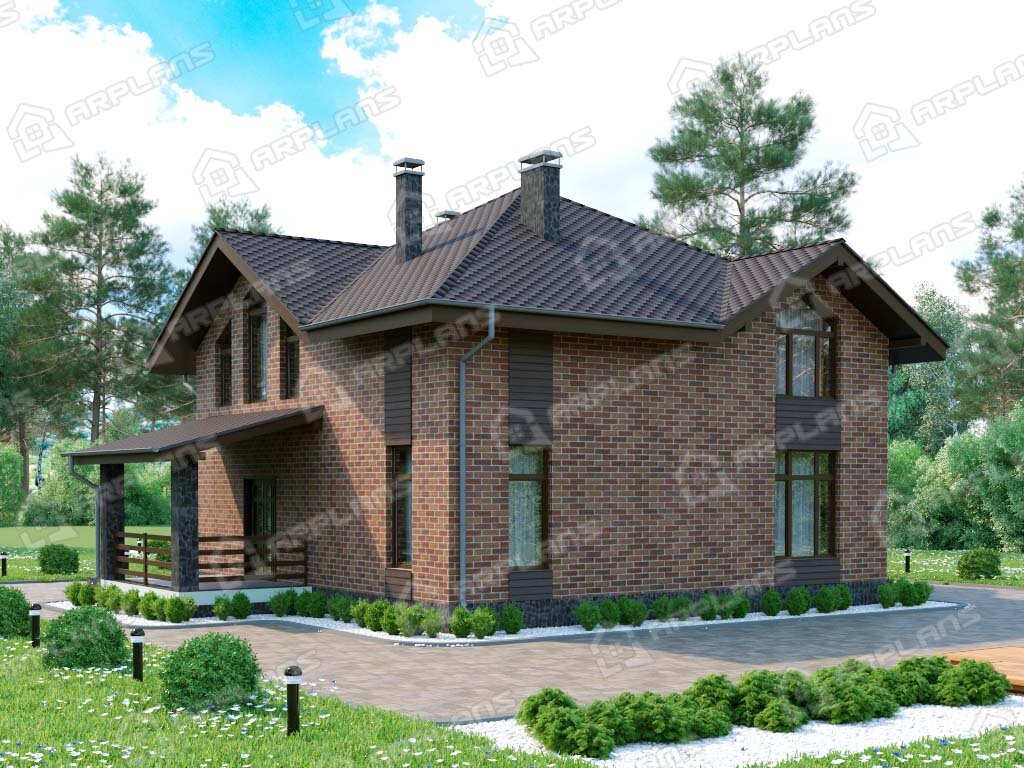 Фото 2 двухэтажного дома из блоков с мансардой, 3 спальнями, гостевой, газовой котельной. Общая площадь 200 кв м. Источник arplans.ru Проект К-285