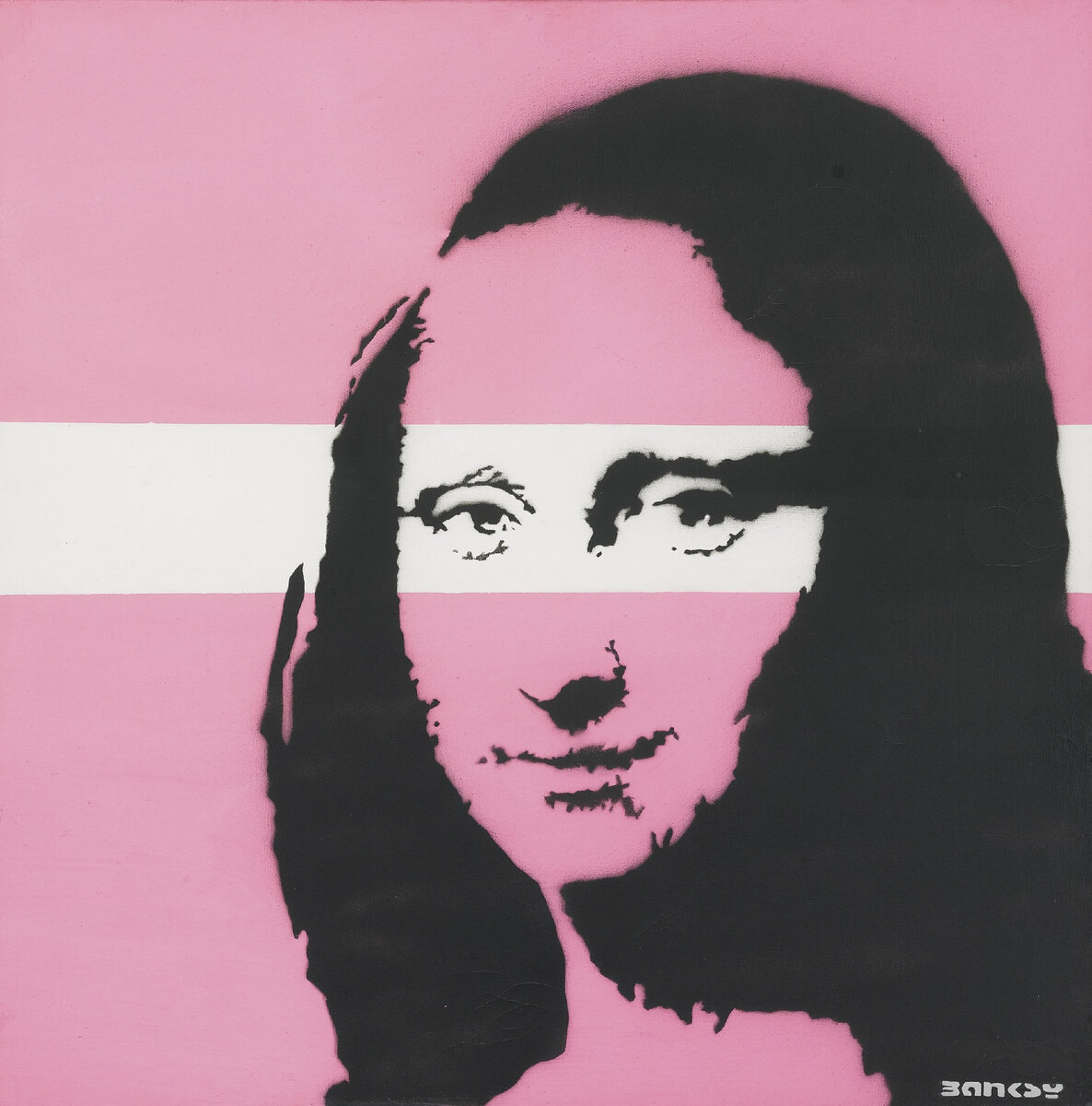 Бэнкси. Мона Лиза. Акриловая краска и аэрозоль на холсте. Продана на аукционе, ее стоимость - закрытая информация. 