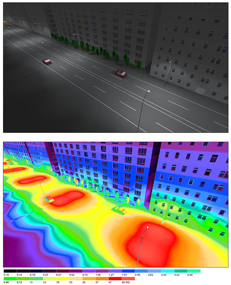 Изображение из гугла как пример. Что можно понять из этой красивой картинки, кроме возможного нарушения норм засветки окон зданий? Где, например, равномерность освещения проезжей части? Зато машинки, деревца и вообще ништяк.