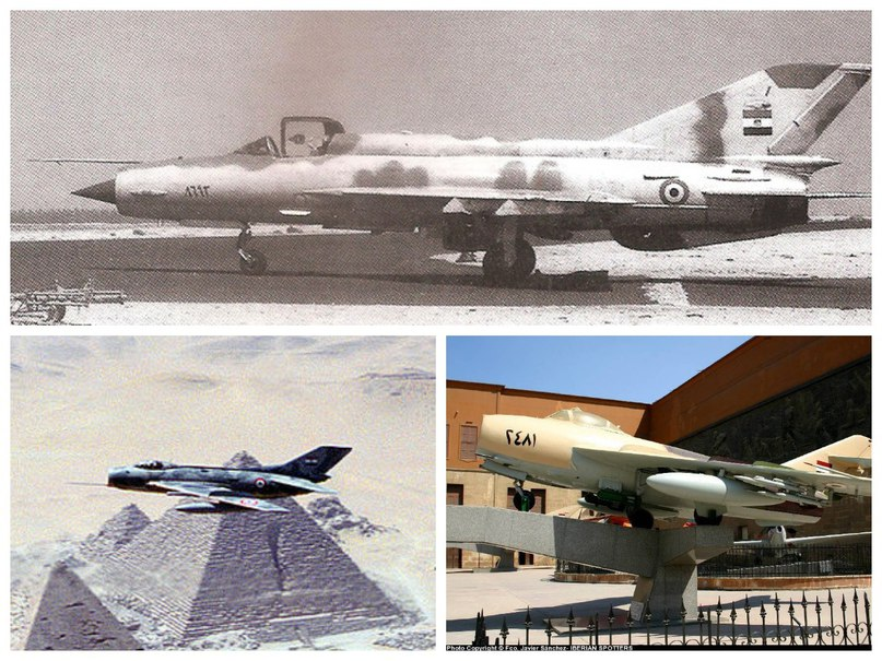 Советские самолеты на вооружении ВВС Египта. По часовой стрелке: МиГ-21, МиГ-17, МиГ-19