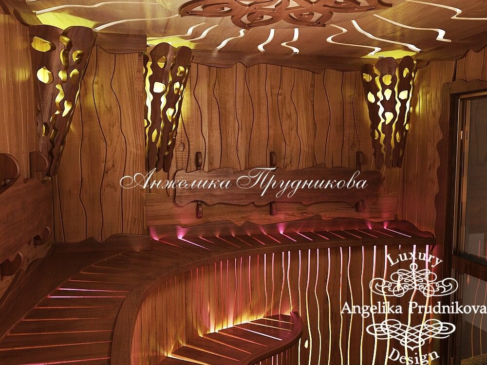 На фото: Интерьер деревянного дома с камином