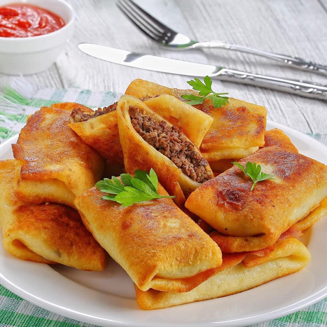 Блинчики с мясом и рисом