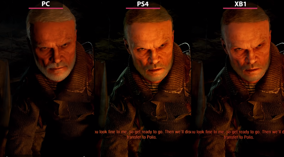 Здесь мы видим что лицо на PS4 будто размыто