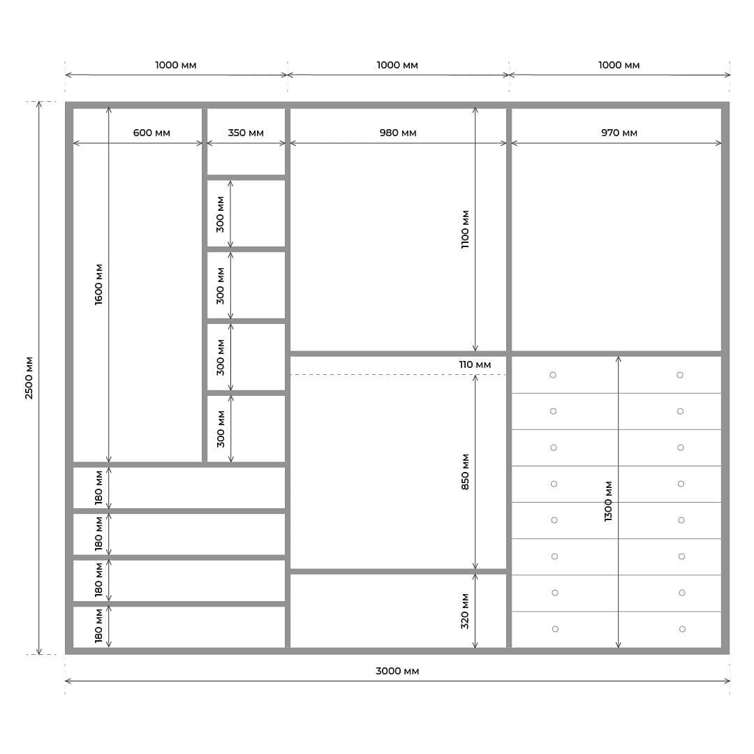 Размеры шкафов под одежду