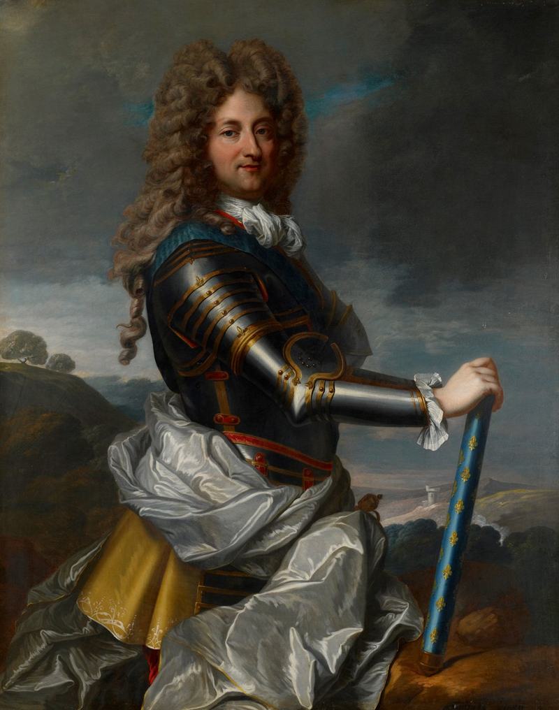 Portrait of Philippe II, Duke of Orléans (1674-1723) then the "Regent of France" with the sash of the Order of the Holy Spirit, wearing armour. 