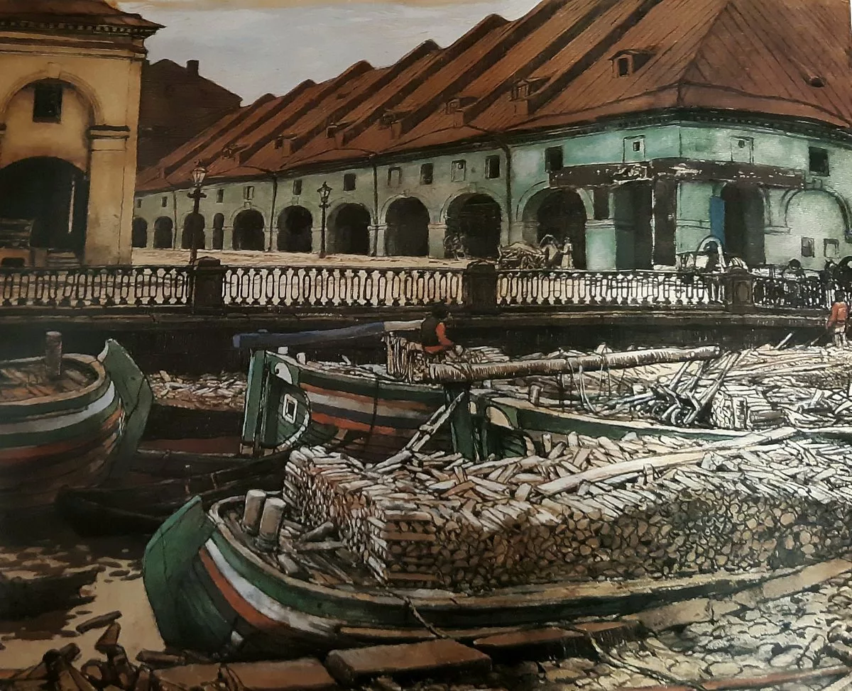 Художник Евгений Лансере "Никольский рынок" 1901 год.