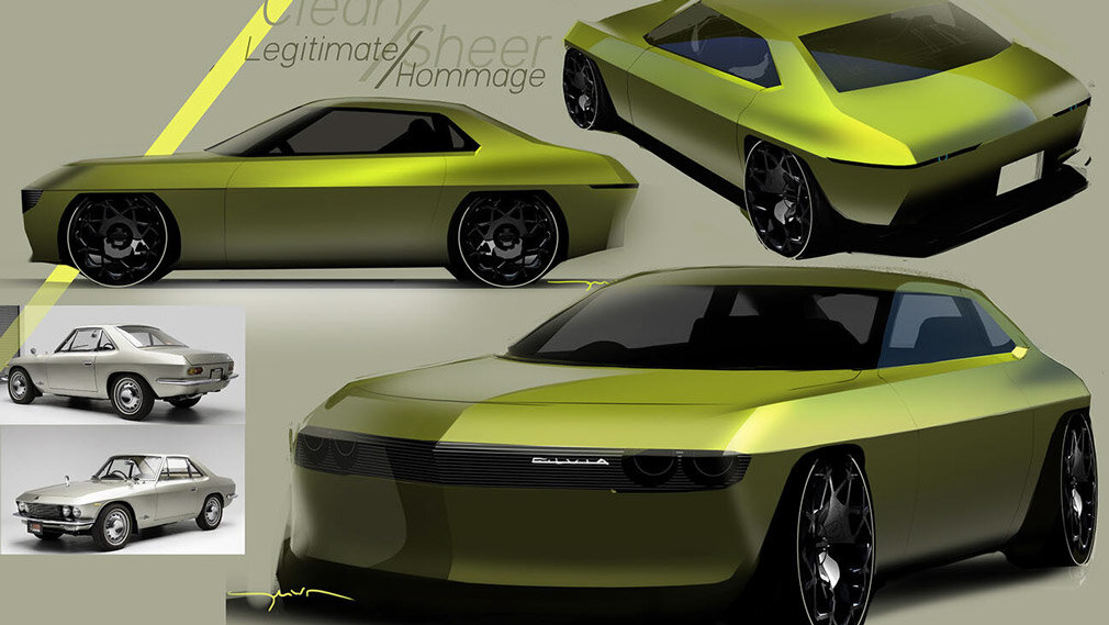 Эскиз электрической Nissan Silvia, выполненный Мэттью Уивером