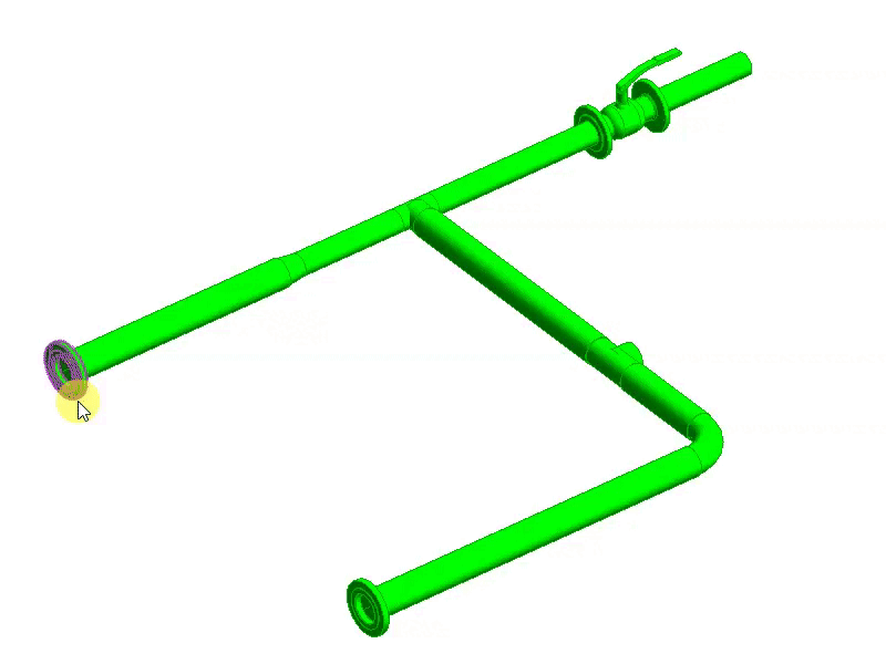 Результат размещения фланца с помощью кнопки «Соединительные детали трубопроводов» на вкладке «Системы»